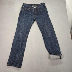 Thomas More Jeans Mens Blue Raw Selvedge Denim Straight Broken Zipper 28x30